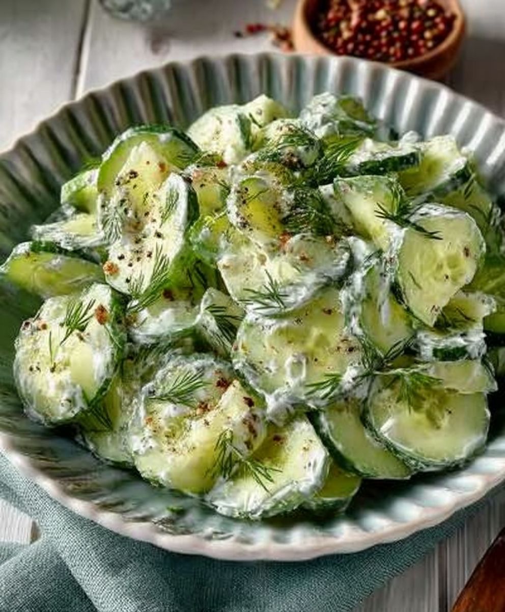 Einfacher Gurkensalat mit Schmand und Dill - ein schnelles Rezept für einen erfrischenden Salat image 2