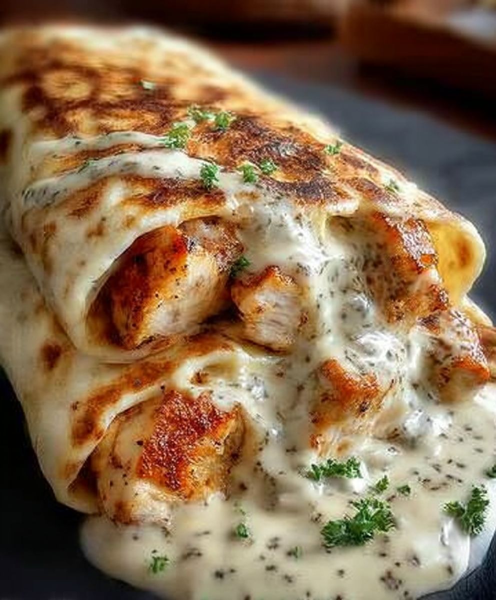 Hähnchen-Wraps mit Cheddar-Knoblauch-Sauce image 2