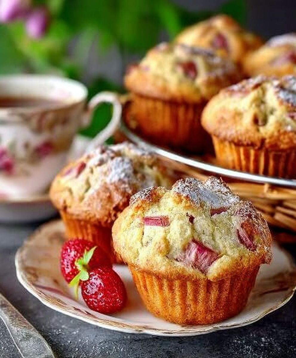 Saftige Rhabarbermuffins mit Vanille zum Tee image 2