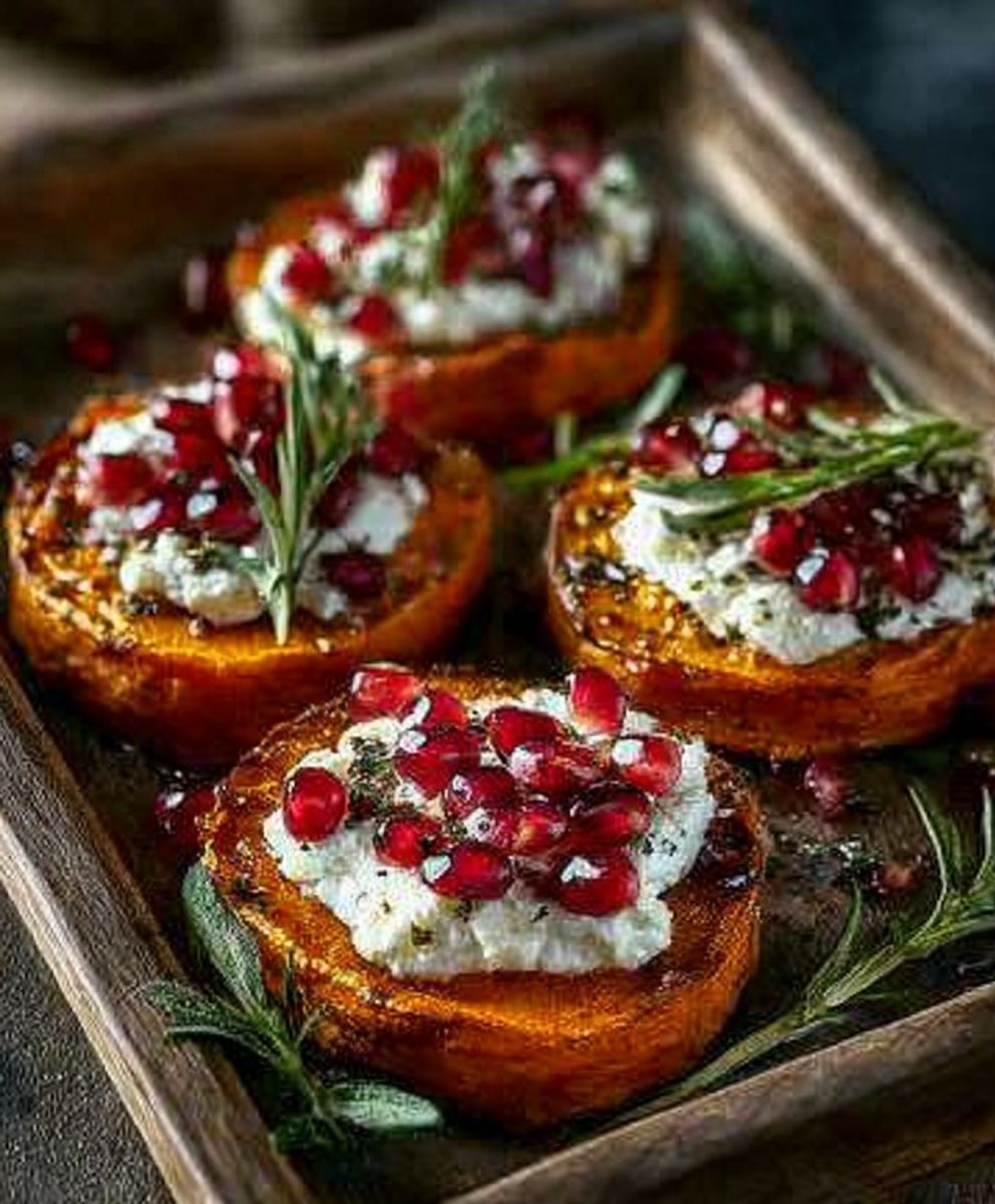 Whipped Goat Cheese & Pomegranate Sweet Potato Rounds image 2